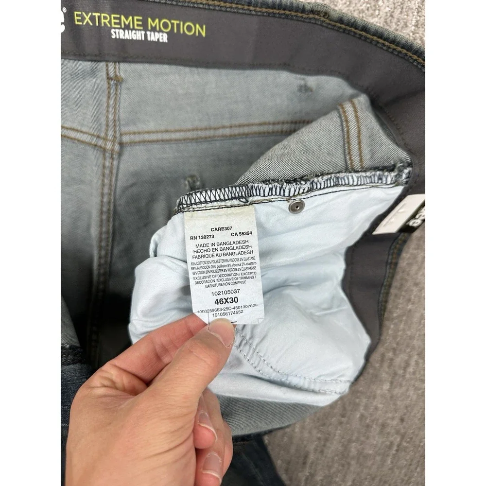 Lee Extreme Motion Jeans Mens 46x30 Blue Medium Wash Taper Stretch Big & Tall